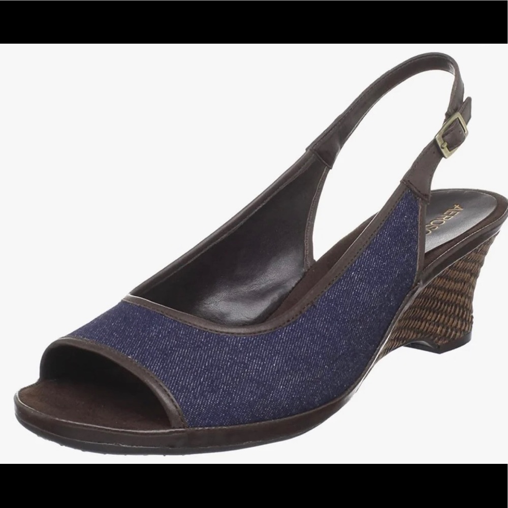 Aerosoles Dozen Roses Denim Wedges, Size 9, New in Box